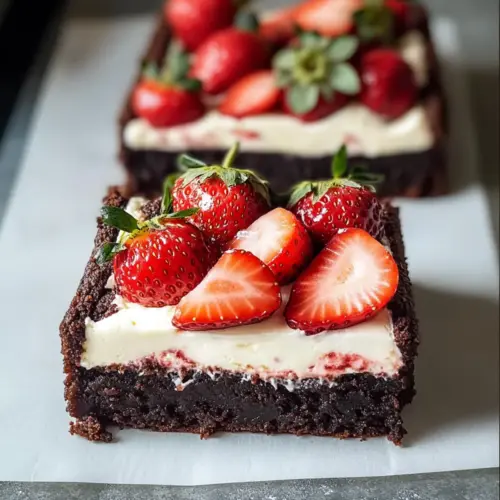Brownie mit Mascarpone und Erdbeeren